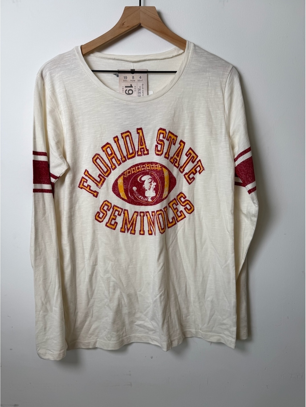 Florida State Seminoles Long Sleeve Shirt Cream Womens Medium